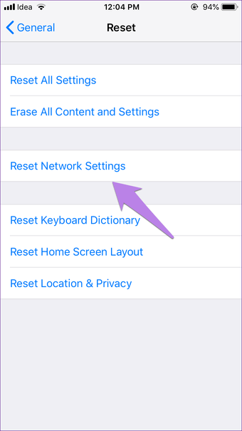 reset mạng iphone